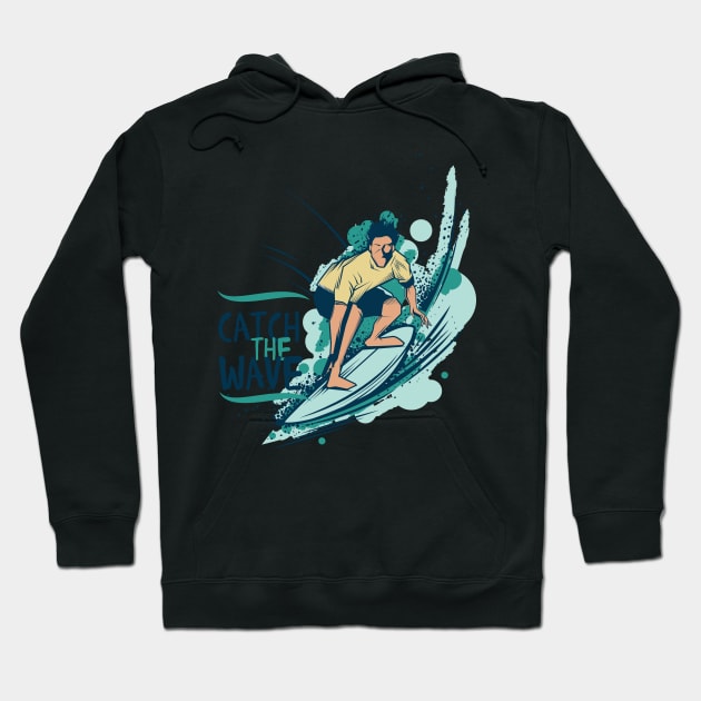 Catch The Wave surfing and summer collection Hoodie by gurvindersohi3